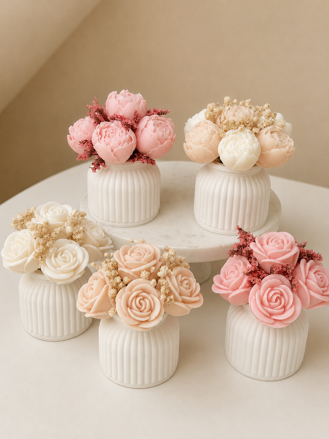 Mini Candle Bouquet „Pfingstrose“