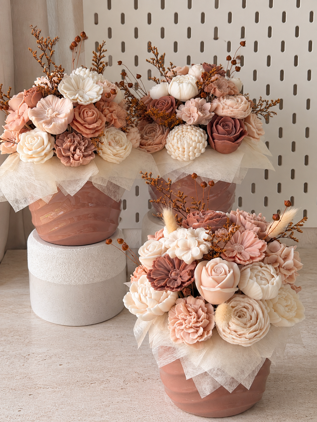 Candle Bouquet – Blütenstrauß in Rosé & Creme