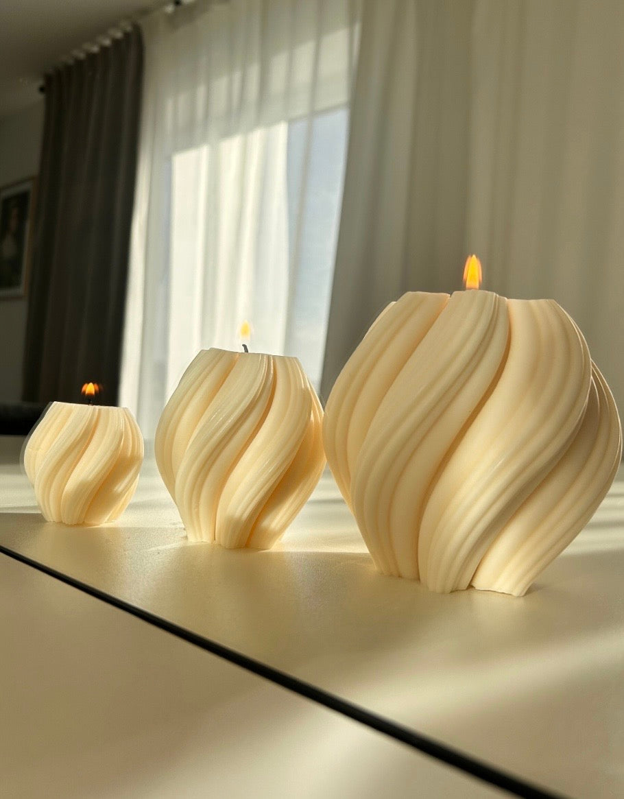 SWIRL Kerzen | 3er Set aus Rapswachs