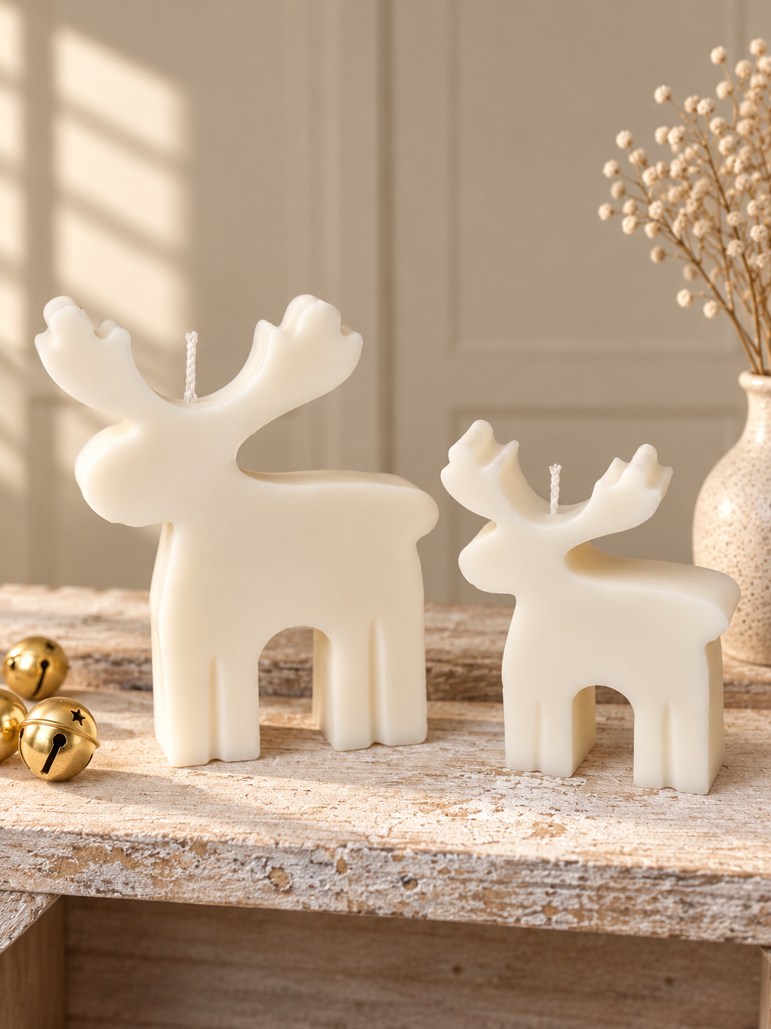 Elch Kerzen Set – groß & klein | Weihnachtskerzen aus Rapswachs