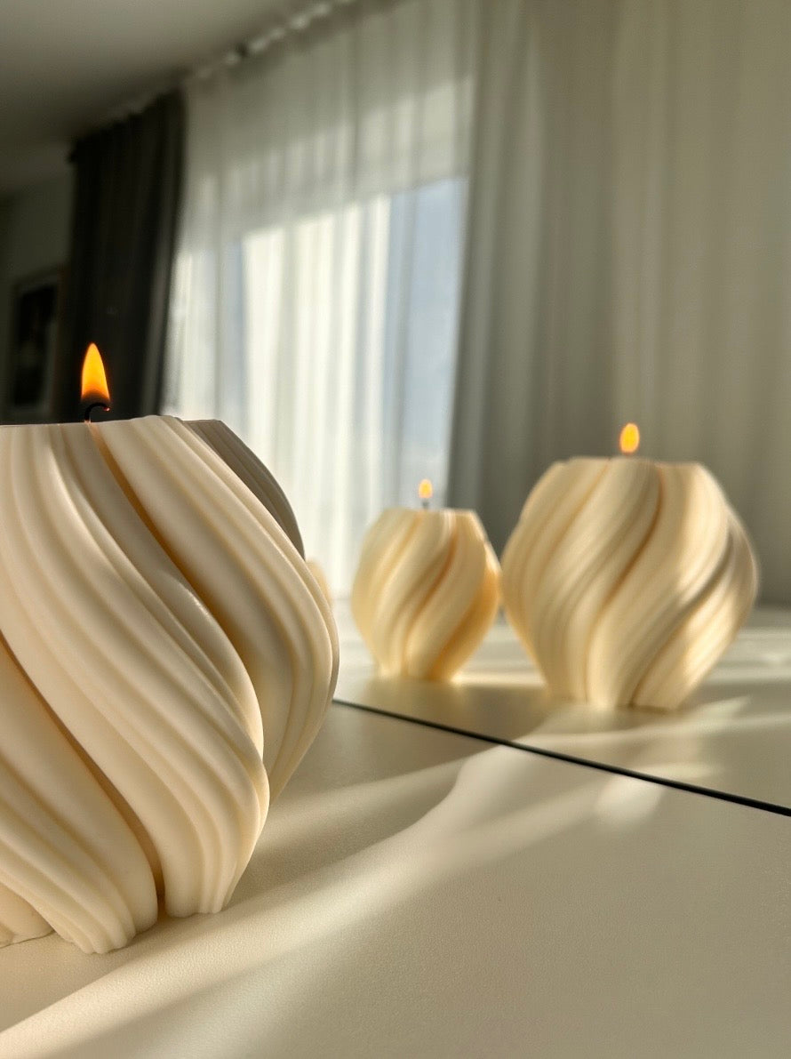 SWIRL Kerzen | 3er Set aus Rapswachs