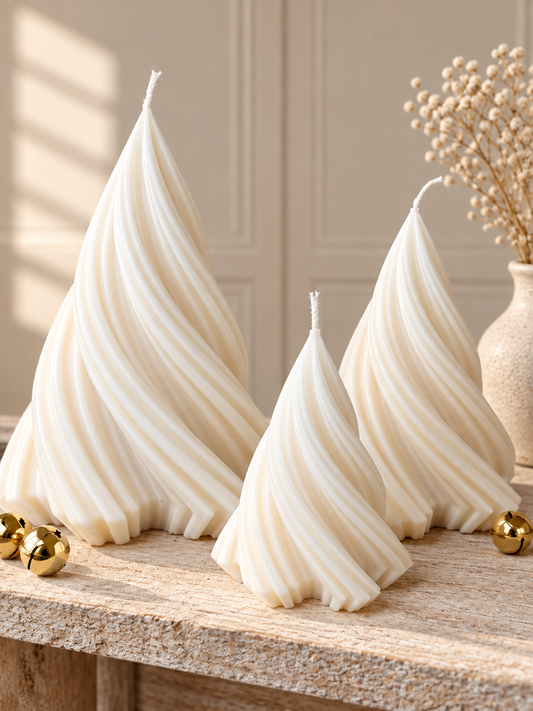 Swirl Tannenbaum – handgegossene Rapswachskerze