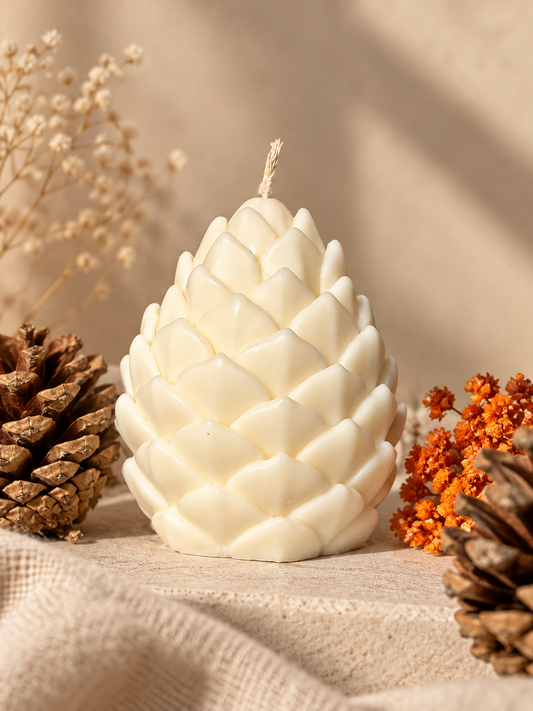 Zapfen-Kerze | herbstlich winterliche Rapswachskerze