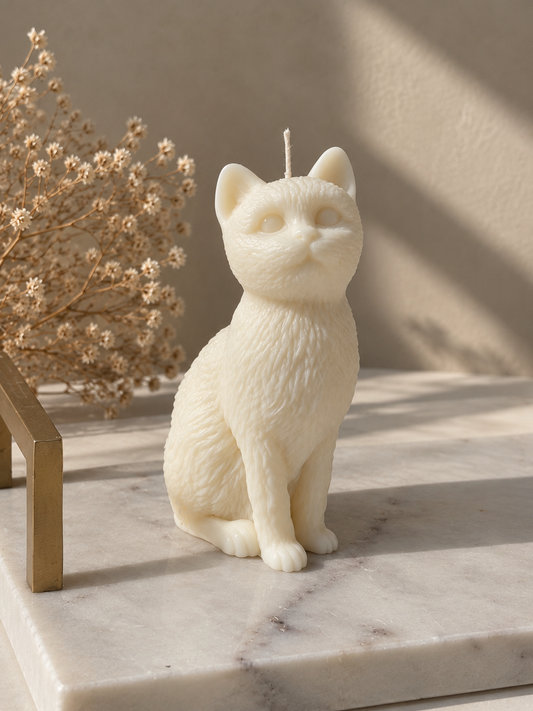 Katzen-Kerze | Dekorative Rapswachskerze